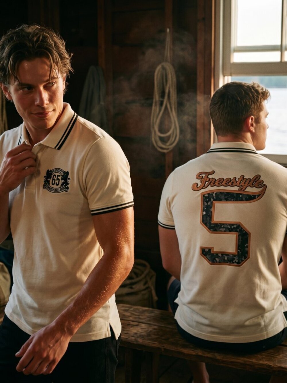 UC Benetton Men M Polo White Cotton Graphic Crest Tipping Shirt Investment Y2K